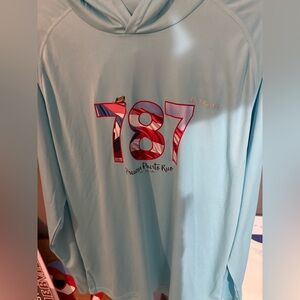 XL Aqua Blue Puerto Rico 787 Rashguard “Preciosa” design